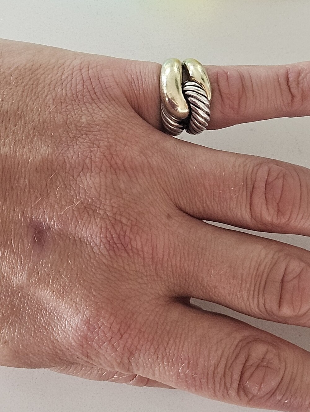 Vintage David Yurman Sculptured Rope Sterling Silver 14k 16mm Statement Ring - Picture 8 of 9